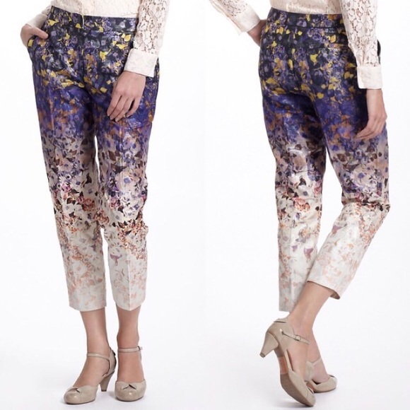Anthropologie Pants - Anthropologie Leifsdottir Metallic Floral Pants